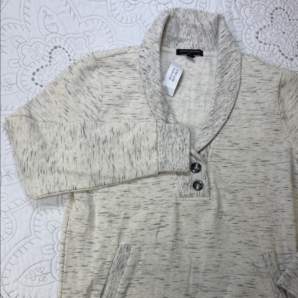 Banana Republic Ivory Knit Shawl Collar Sweater - NWT Women’s Long Sleeve Top